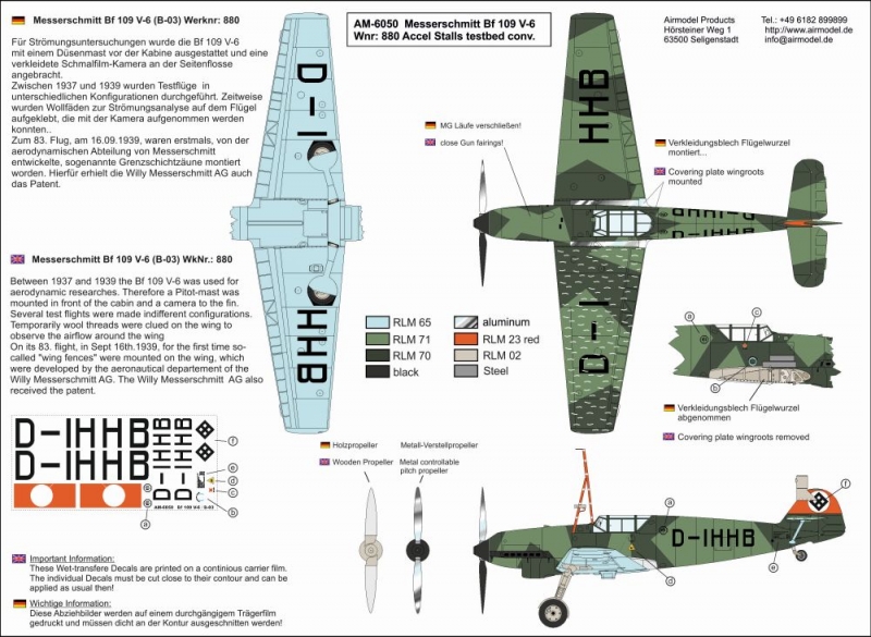 Bf 109 V-6 /B-1  "Düsenmast" Umbausatz 1/72